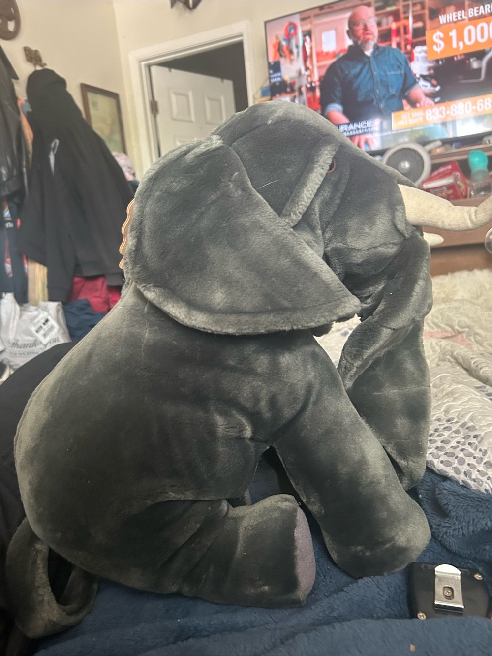 Large plush elephant puppet